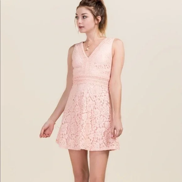 Francesca's Collections | Dresses | Francescas Malinda Lace Sleeveless Mini Dress  Pink | Poshmark